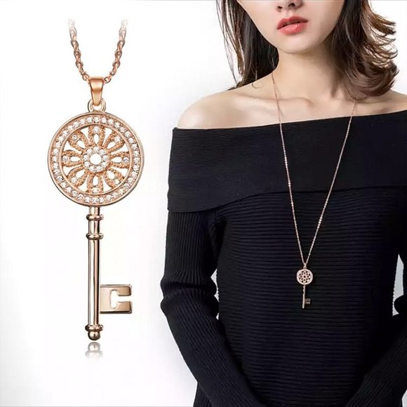 ✨ Hollow Flower CZ Dainty Micro Pave Rose Gold Plated Necklace Women,EVGG1096 - Picture 5 of 8